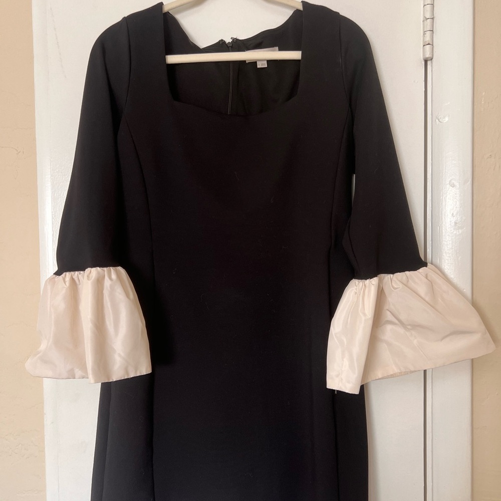 LOFT Black Dress with Cream Sleeves